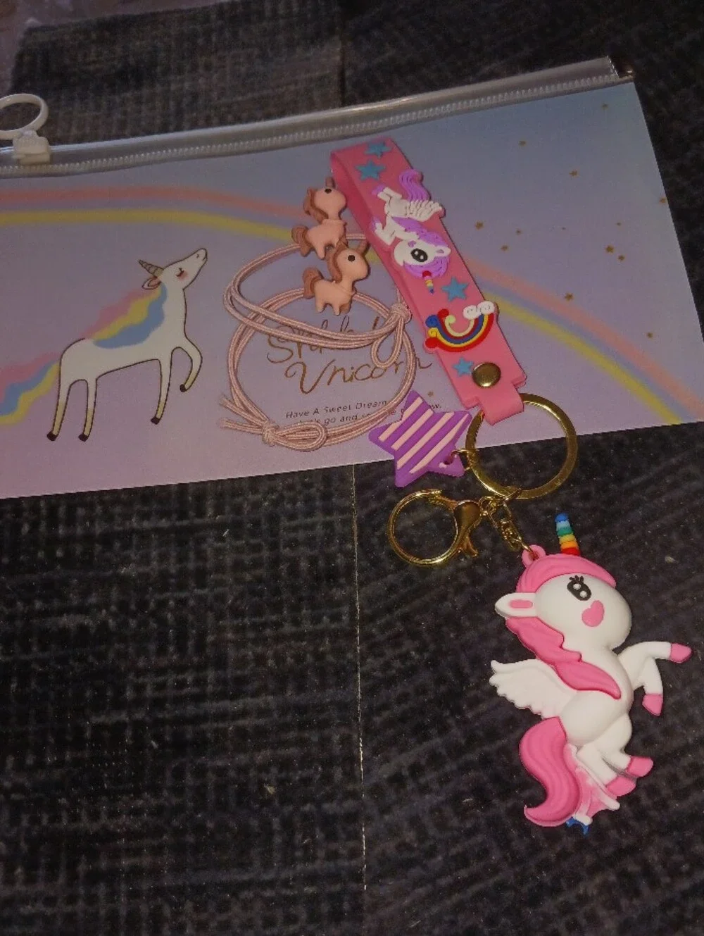 Cute Unicorn Keychain Set - Pink & Purple Kids Accessories